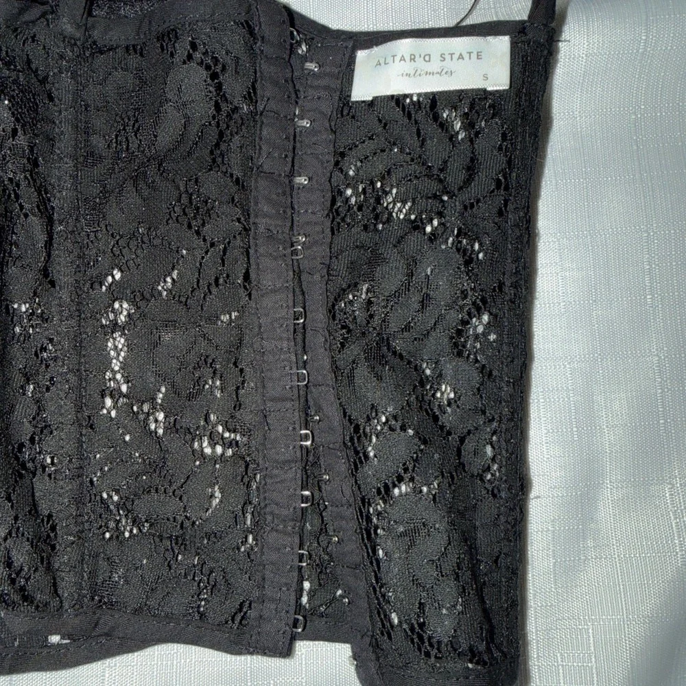 Altar'd State Lace Bustier Corset Top Black Lingerie Size S Goth 90s Y2K Vampy